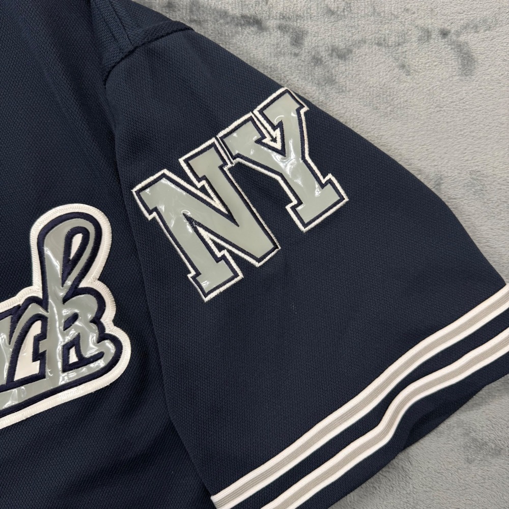 Colosseum Athletics New York Baseball Jersey Mens Large Navy Blue Button Up - Picture 8 of 11